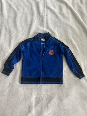 Blue Kids Zip-Up Jacket with Embroidered Patch